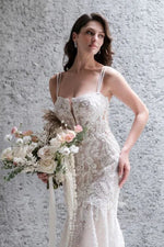 Lace Mermaid Wedding Dress with Spaghetti Straps