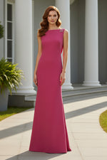 Bateau Neck Gown with Draped Cowl Back