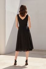 Sleeveless Asymmetrical Pleated Midi Dress