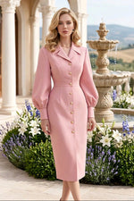 Midi Shirt Dress with Bishop Sleeves