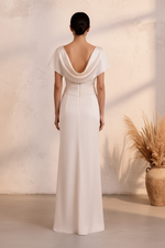 Elegant Bateau Neck Pleated Sheath Dress