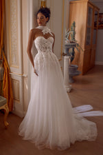 Sweetheart A-Line Tulle Wedding Dress with Corset Bodice