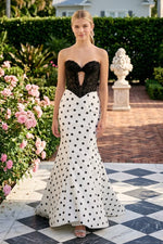 Strapless Lace Corset Mermaid Gown with Polka Dots