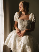 Puff Sleeve Bubble Skirt Mini Bridal Dress