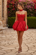 Strapless Beaded Corset Bubble Mini Dress