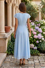 Cowl Neck A-Line Dress with 3D Florals