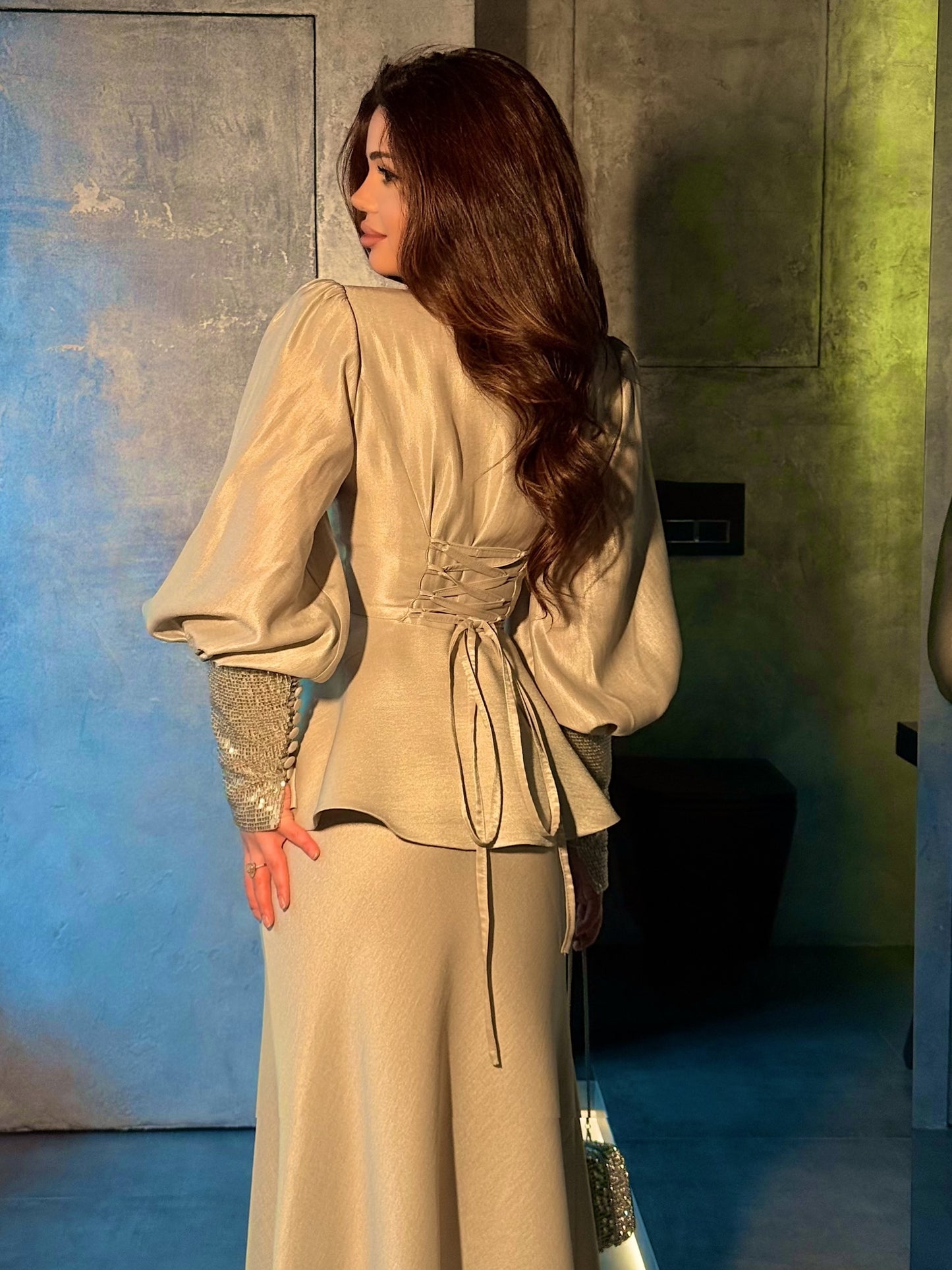 Elegant Two-Piece Corset Back Maxi Dress Set