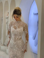 Illusion High Neck Corset Mermaid Wedding Gown