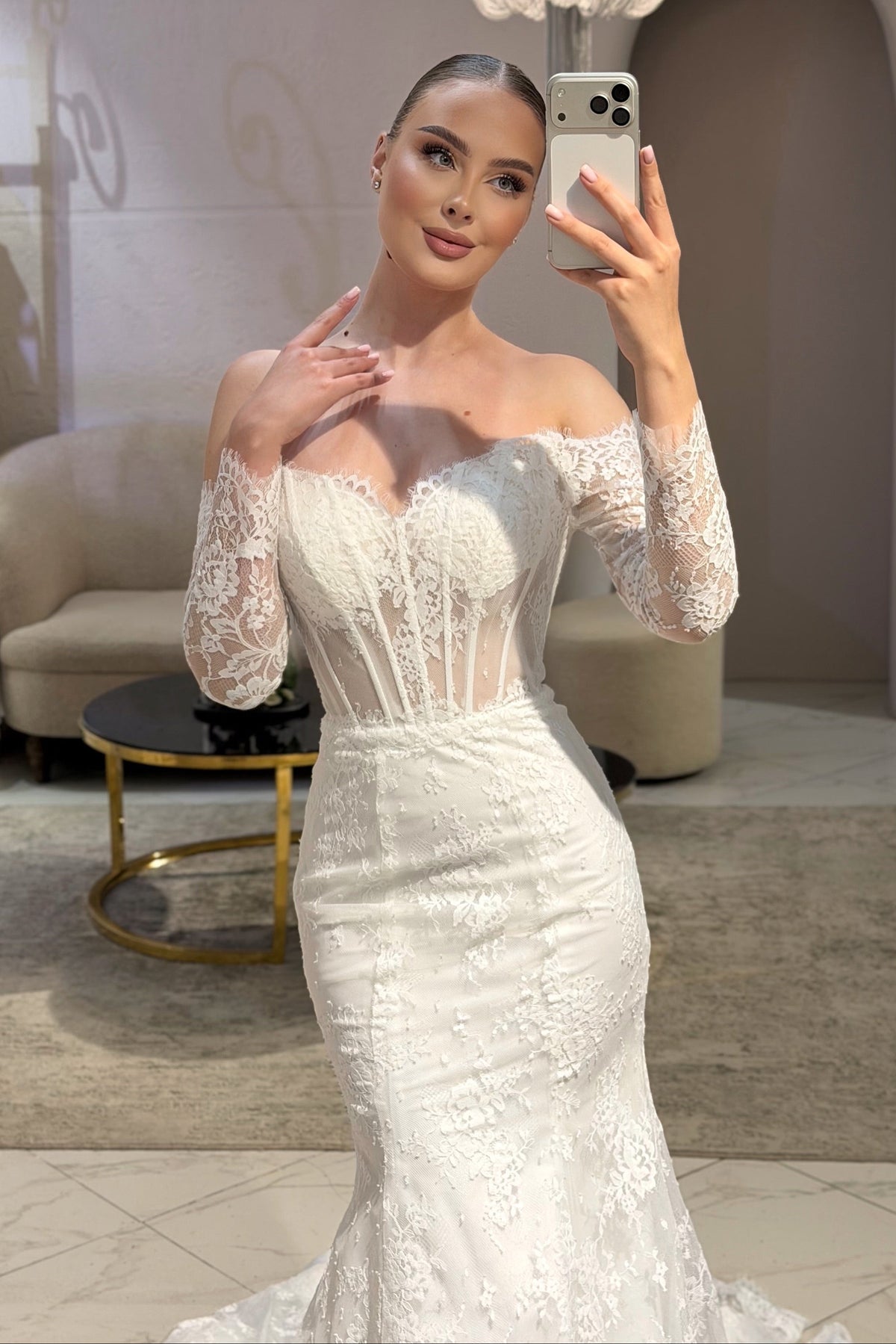 Lace Off-the-Shoulder Corset Mermaid Wedding Dress