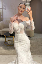 Lace Off-the-Shoulder Corset Mermaid Wedding Dress