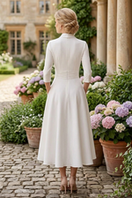 Bow Neck Midi A-Line Dress with Pockets