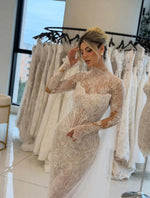 Illusion High Neck Corset Mermaid Wedding Gown