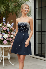 Strapless Mini Dress with Crystal Embellishments & Bow