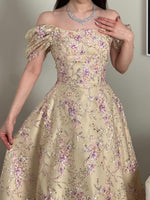 Floral Embroidered Off-Shoulder Ball Gown