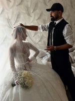 High Neck Lace Ball Gown Wedding Dress