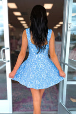 Floral Print Square Neck Fit and Flare Mini Dress