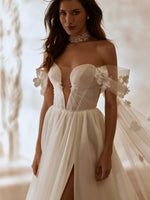 Off-Shoulder Floral A-Line Bridal Gown