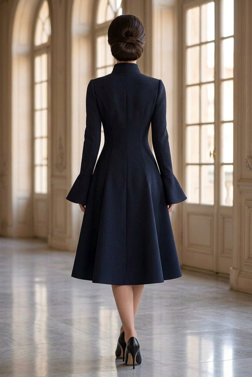 A-Line Coat Dress with Flared Sleeves