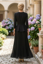 Peplum Maxi Dress with Pleated Skirt