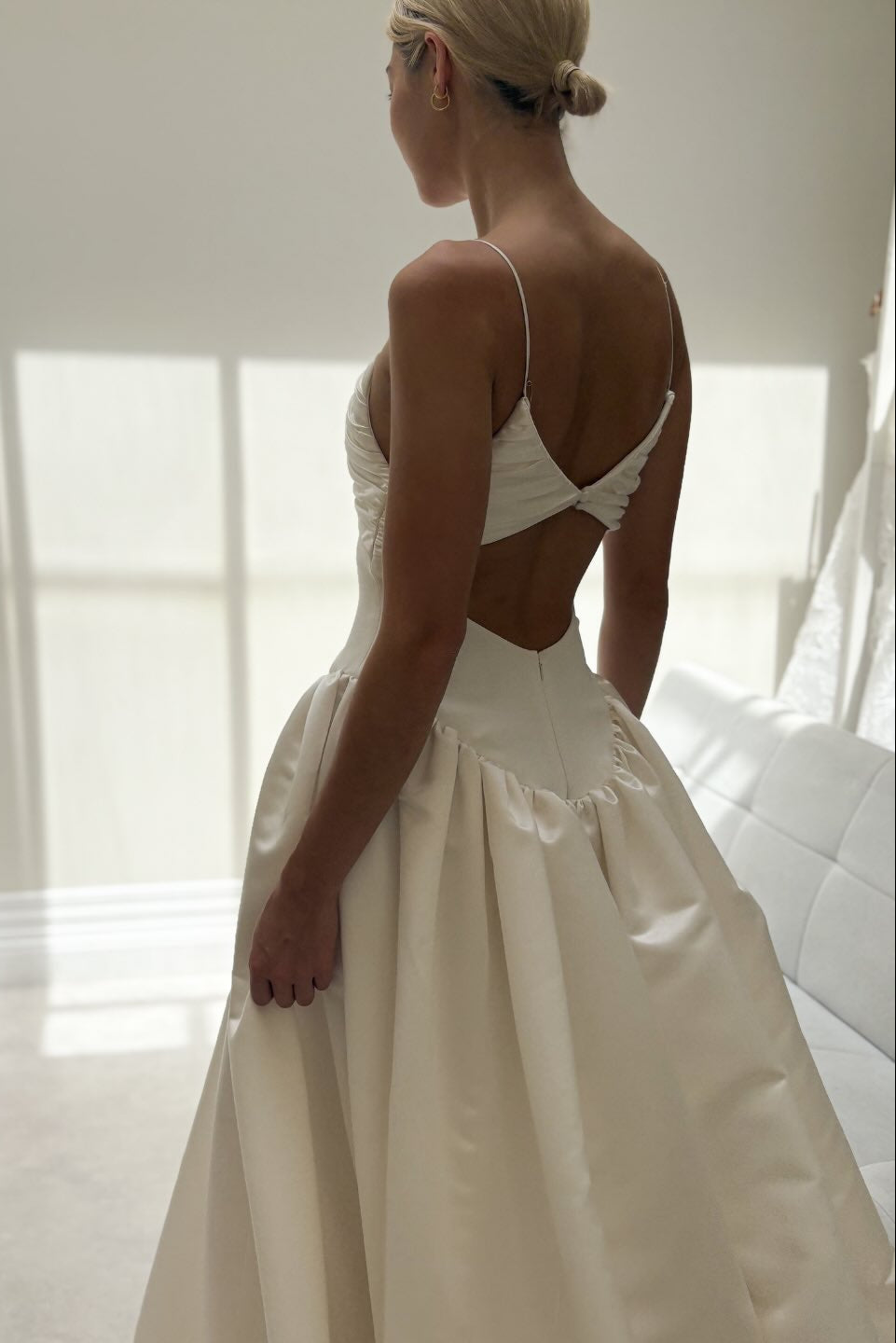 Basque Waist Ball Gown Wedding Dress with Cutout