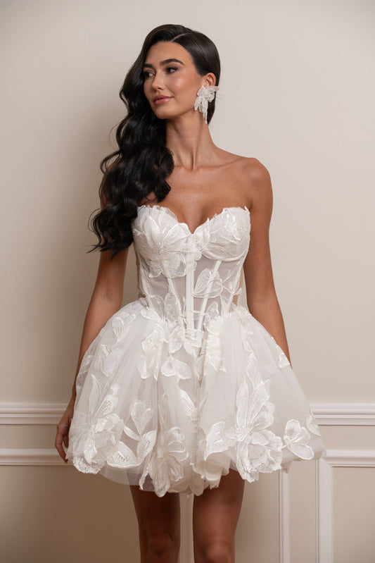 Strapless Sweetheart Lace Corset Mini Dress