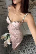 Floral Embroidered Corset Bodycon Mini Dress