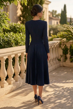 Long Sleeve Pleated Midi Dress