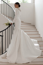 Lace Illusion Mermaid Wedding Dress with Sleeves