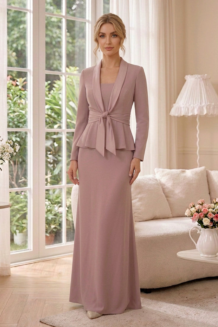 Peplum Jacket and Column Gown Two-Piece Set