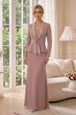 Peplum Jacket and Column Gown Two-Piece Set