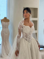 Long Sleeve Lace Corset Ball Gown Wedding Dress