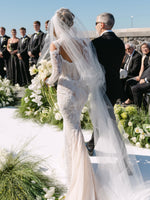 Long Sleeve Lace Mermaid Wedding Gown with Cold Shoulder
