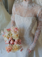 High Neck Illusion Lace Long Sleeve Wedding Dress