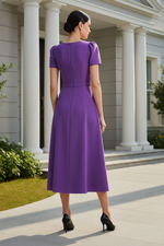 Elegant Pleated Wrap A-Line Midi Dress