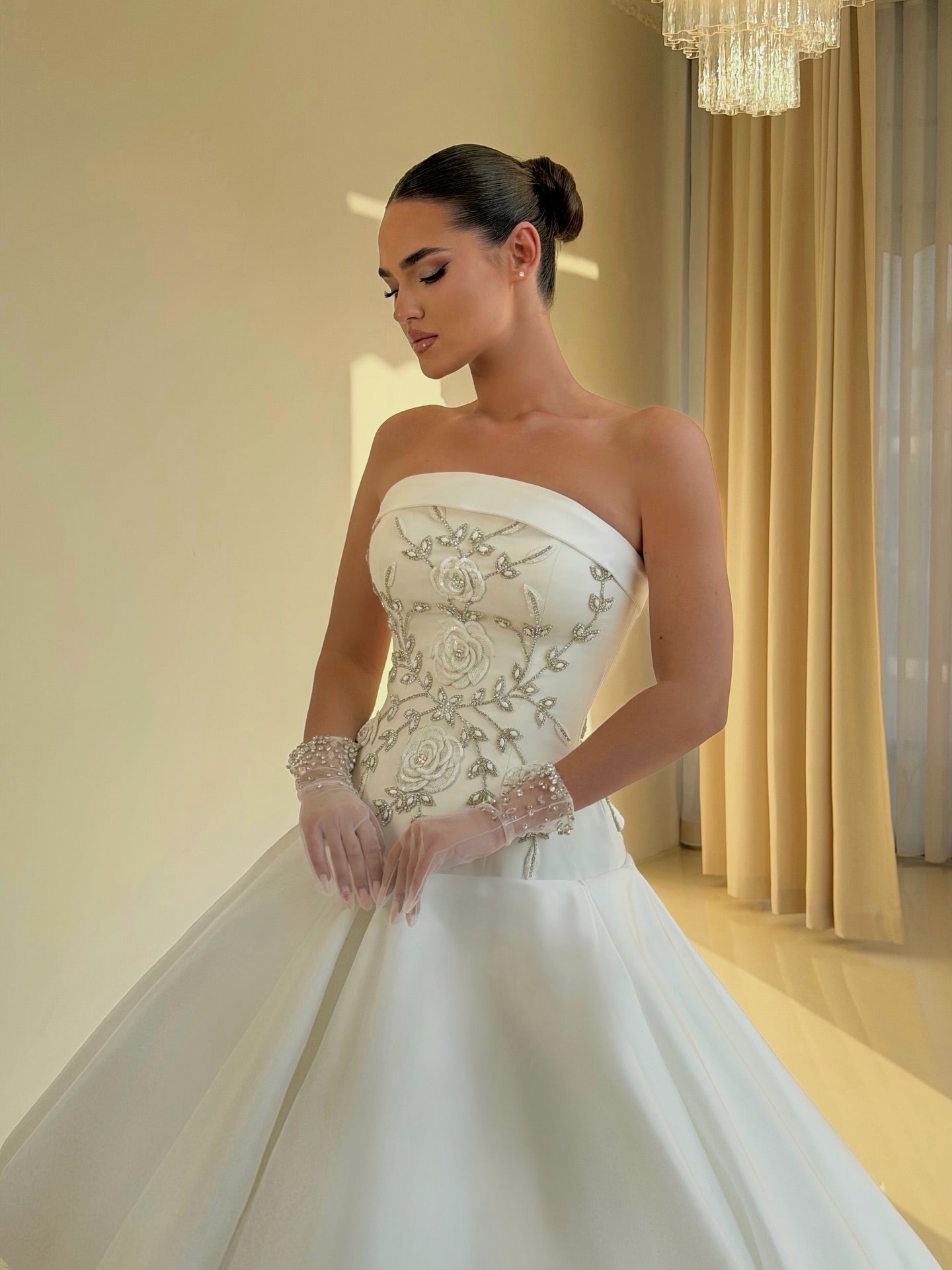 Strapless Beaded Ball Gown Wedding Dress
