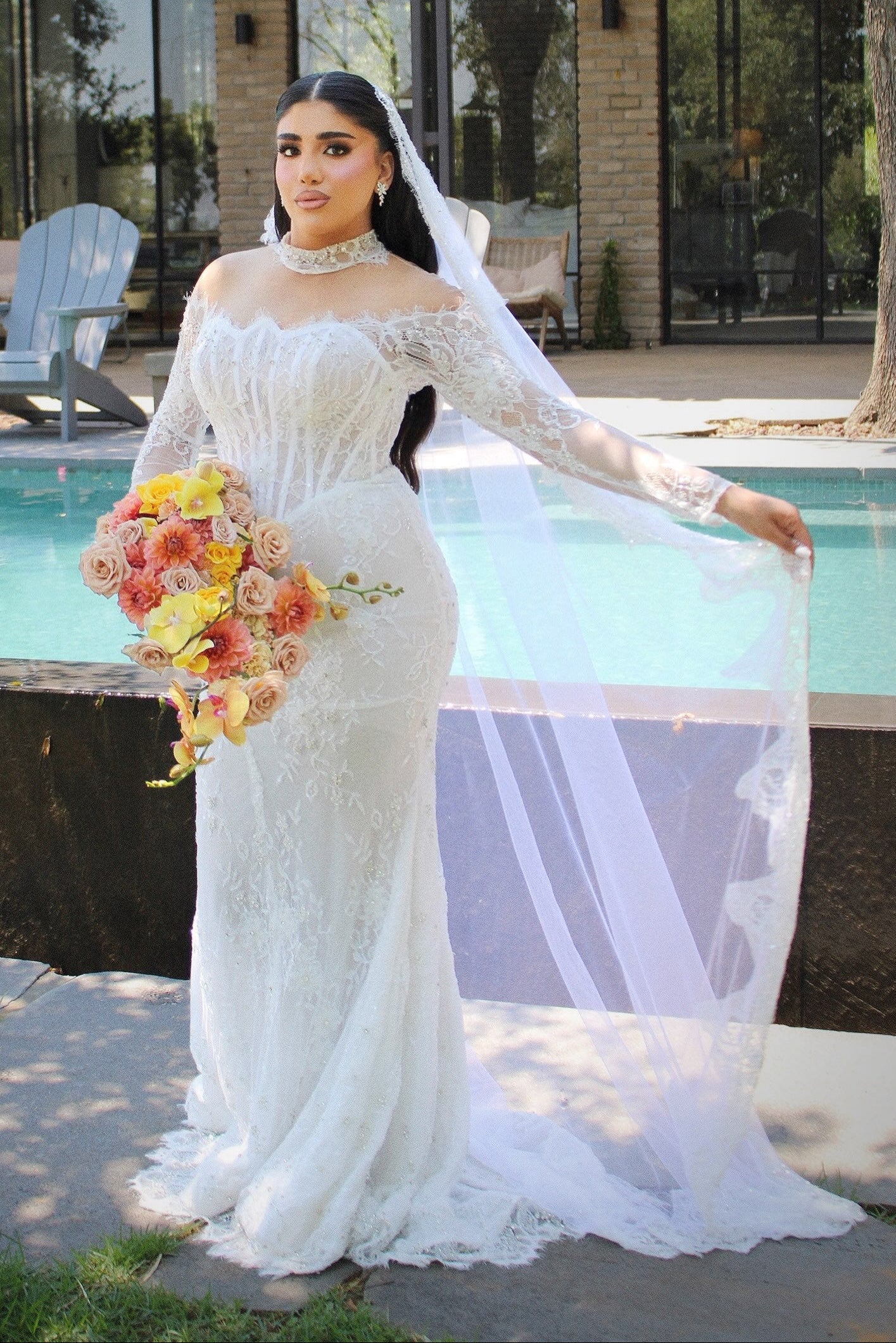 Off-Shoulder Corset Lace Mermaid Wedding Gown