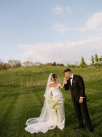 Off-the-Shoulder Satin Column Wedding Dress