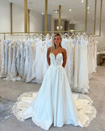 Strapless A-Line Wedding Dress with Lace Bodice
