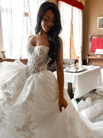 Strapless Corset Lace Ball Gown Wedding Dress
