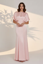 Flutter Sleeve Keyhole Evening Gown