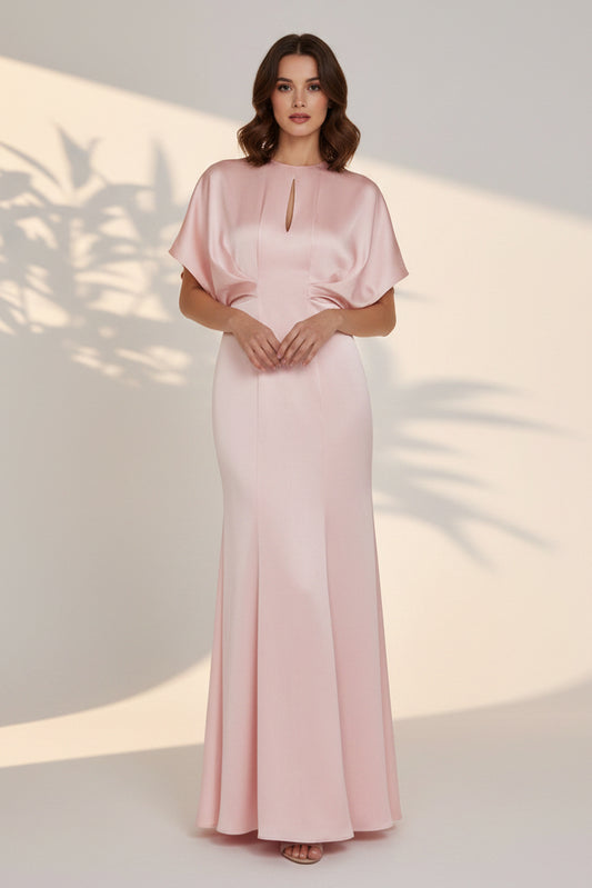 Flutter Sleeve Keyhole Evening Gown