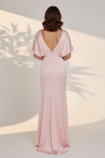 Flutter Sleeve Keyhole Evening Gown