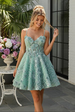 3D Floral Sequin Corset Fit-and-Flare Mini Dress