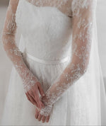 High Neck Lace Long Sleeve Ball Gown Wedding Dress