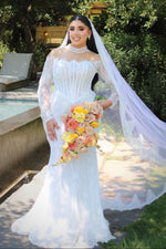 Off-Shoulder Corset Lace Mermaid Wedding Gown