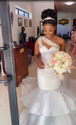 One-Shoulder Beaded Mermaid Wedding Dress