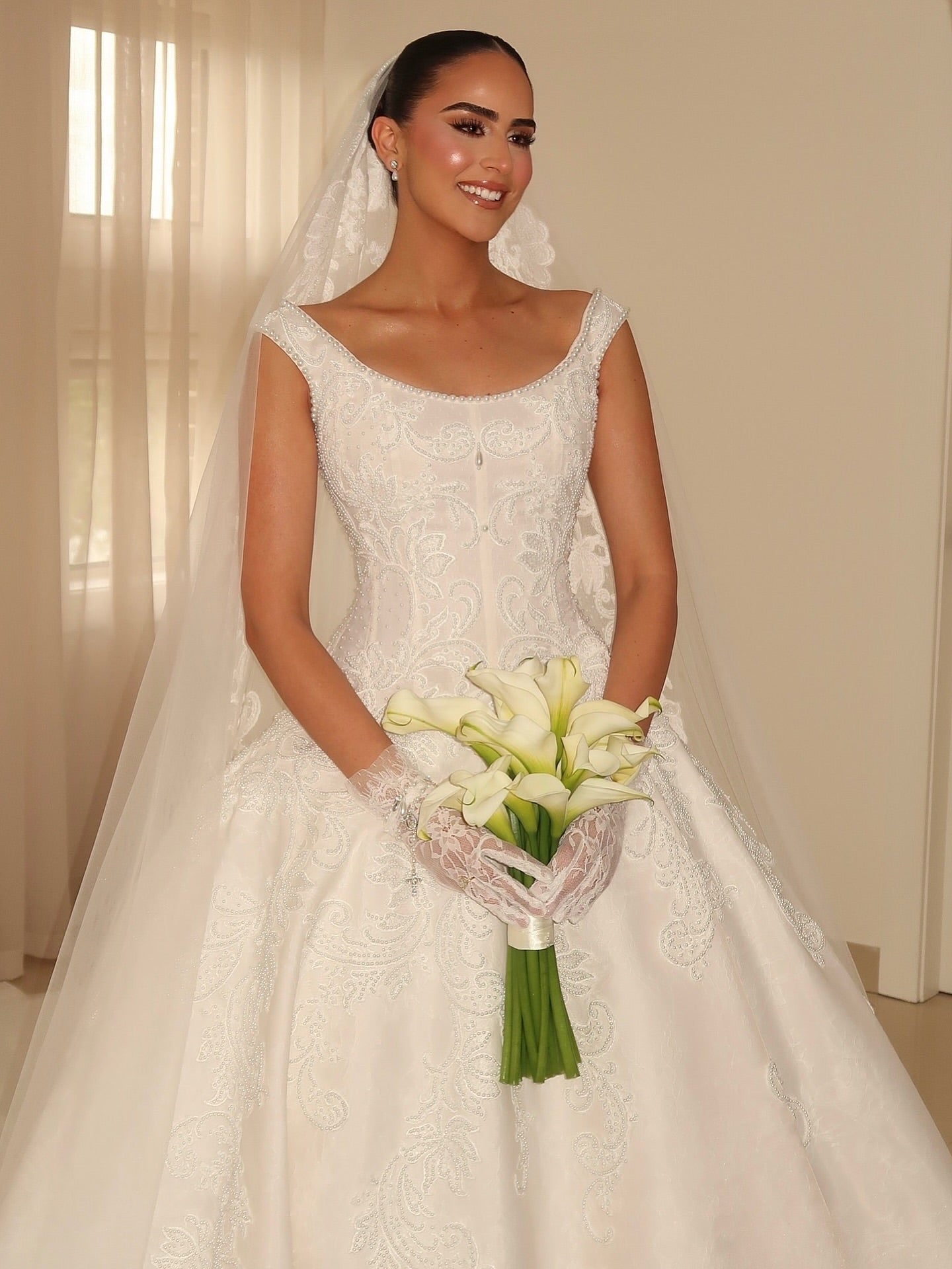 Embroidered Lace Corset Ball Gown Wedding Dress