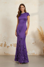 Pearl Collar Satin Mermaid Gown with 3D Flowers