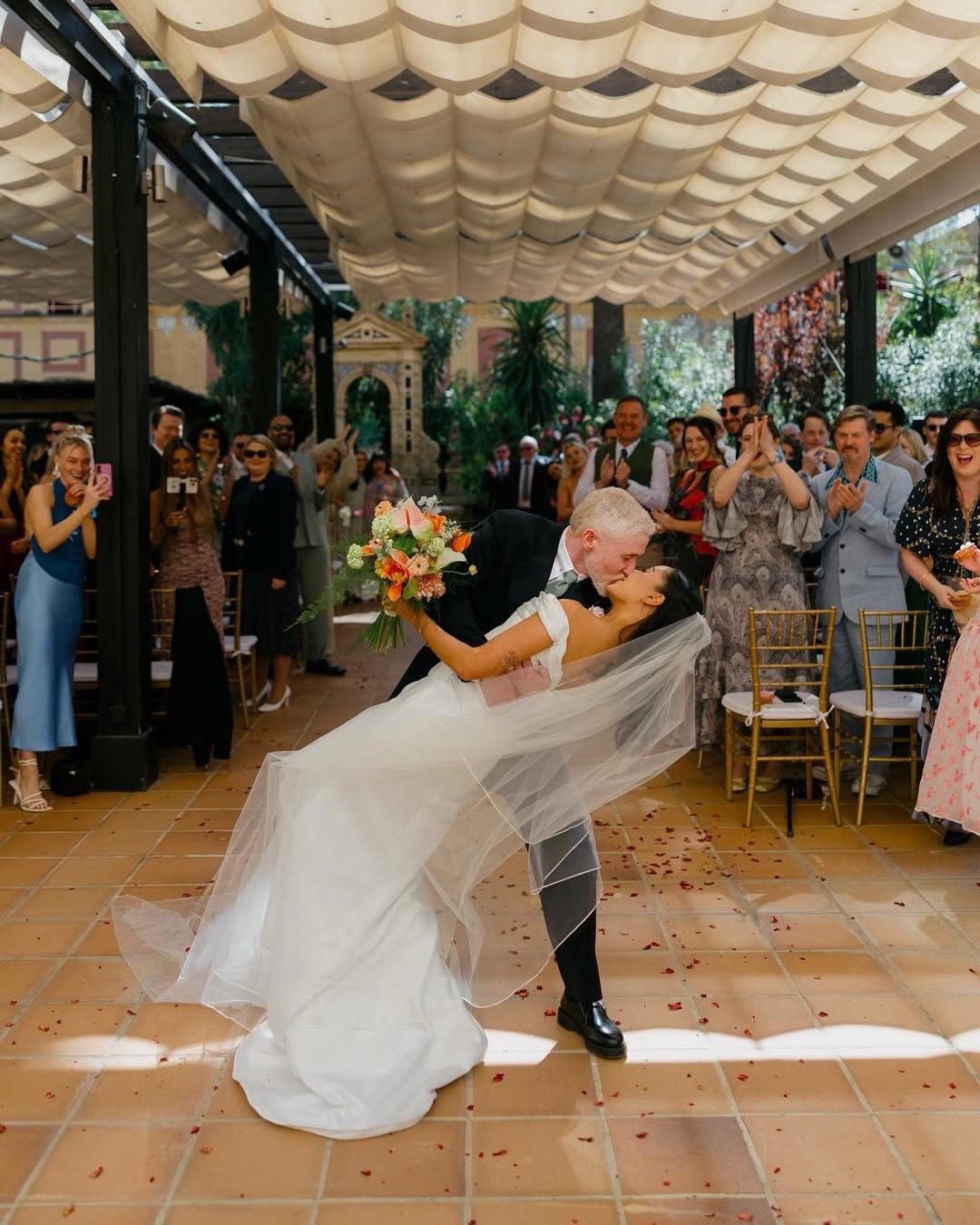 Off-the-Shoulder Cowl Neck Satin Wedding Dress