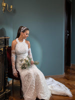 Halter Lace Mermaid Wedding Dress with Sleeves